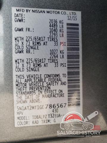 5N1AT2MT1GC786567 2016 NISSAN ROGUE photo no. 14