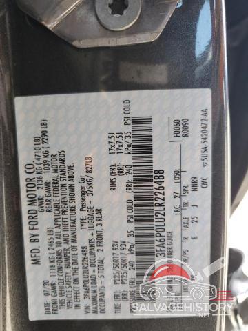 3FA6P0LU2LR226488 2020 FORD FUSION photo no. 12