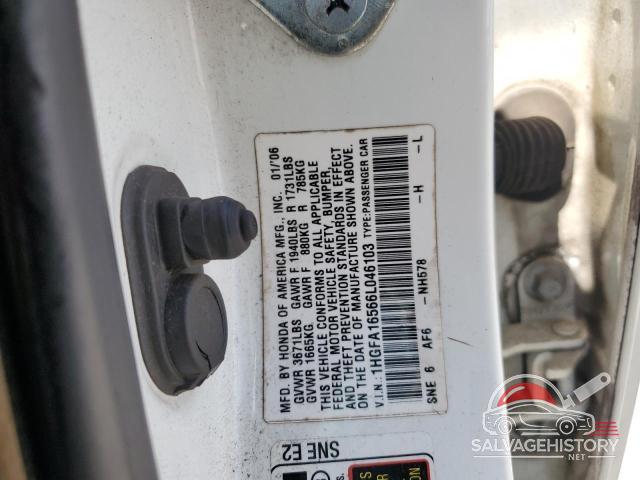 1HGFA16566L046103 2006 HONDA CIVIC photo no. 12