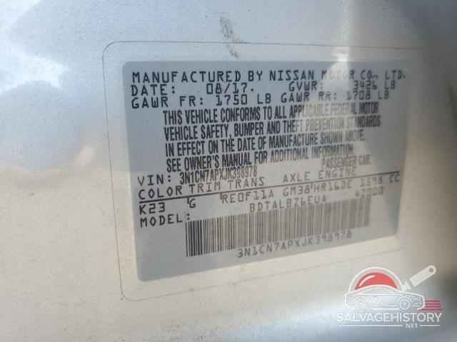 3N1CN7APXJK398978 2018 NISSAN VERSA photo no. 13