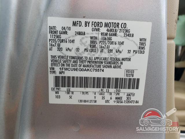 1FMCU9EG0AKC75574 2010 FORD ESCAPE photo no. 13