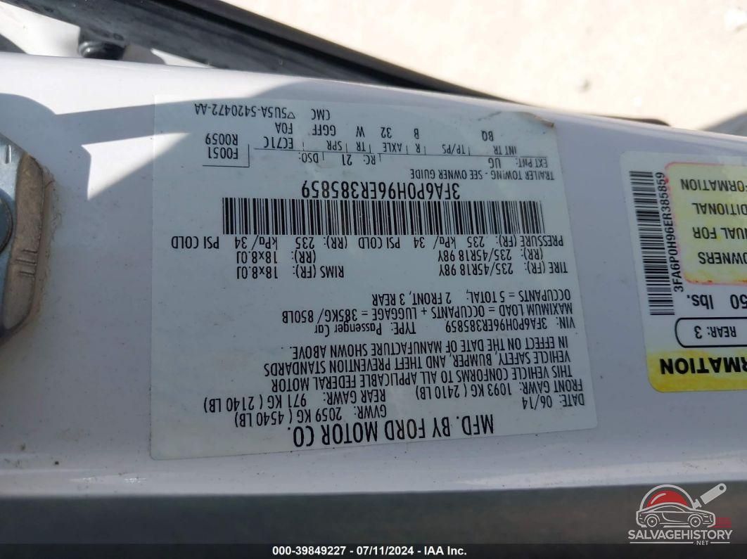3FA6P0H96ER385859 2014 FORD FUSION photo no. 9