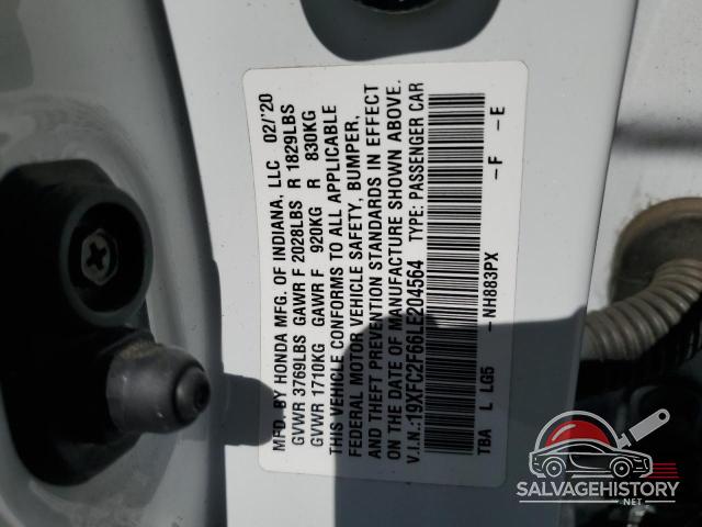 19XFC2F66LE204564 2020 HONDA CIVIC photo no. 12