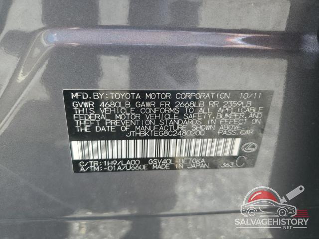 JTHBK1EG8C2480200 2012 LEXUS ES350 photo no. 13