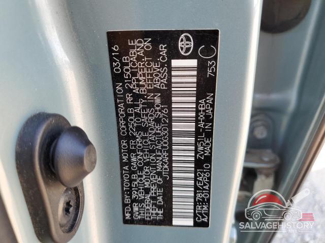 JTDKARFU0G3012761 2016 TOYOTA PRIUS photo no. 12