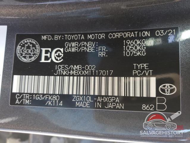 JTNKHMBXXM1117017 2021 TOYOTA C-HR photo no. 12