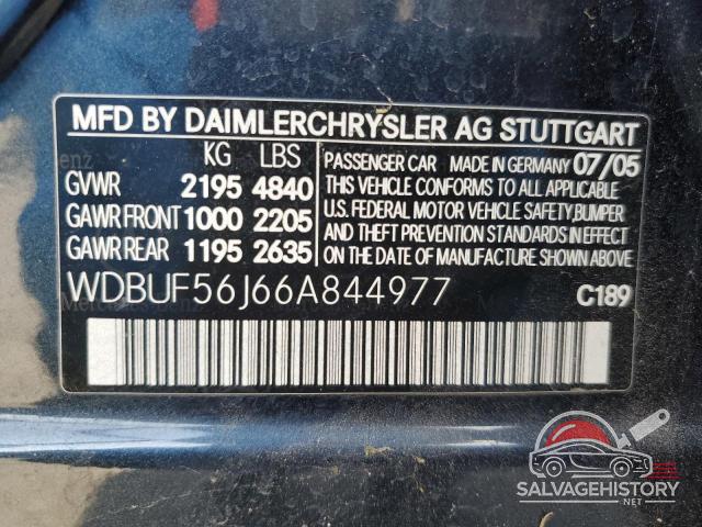 WDBUF56J66A844977 2006 MERCEDES-BENZ E-CLASS photo no. 12