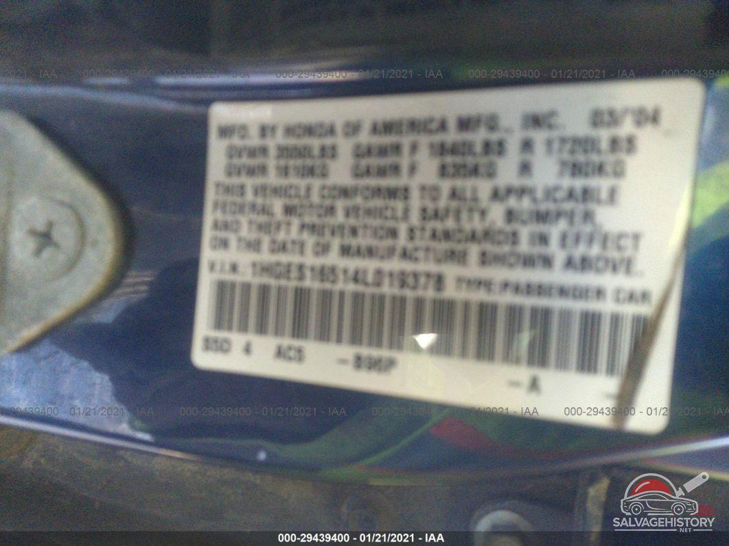 1HGES16514L019378 2004 HONDA CIVIC photo no. 9