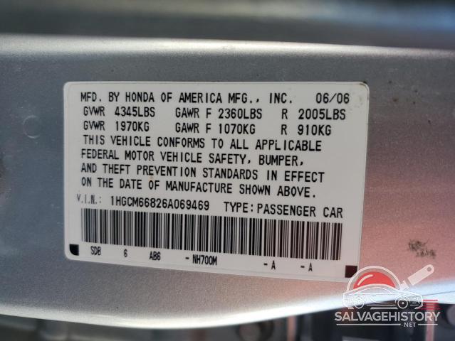 1HGCM66826A069469 2006 HONDA ACCORD photo no. 12