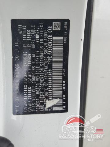 JHMCR6F50HC003899 2017 HONDA ACCORD photo no. 12