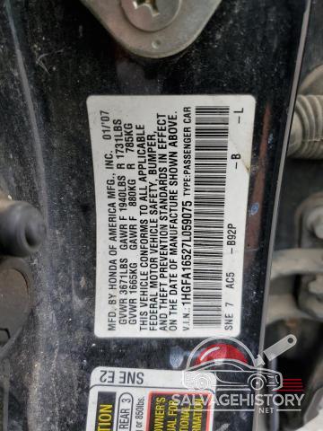 1HGFA16527L059075 2007 HONDA CIVIC photo no. 12