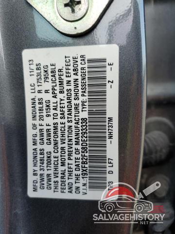 19XFB2F58DE293338 2013 HONDA CIVIC photo no. 12