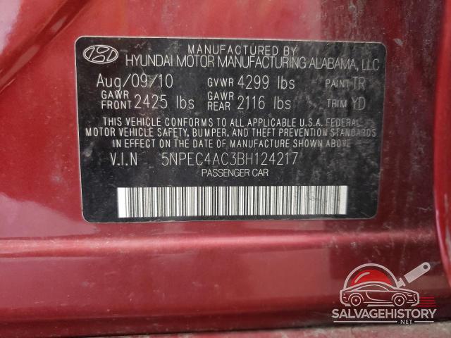 5NPEC4AC3BH124217 2011 HYUNDAI SONATA photo no. 12