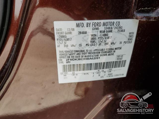 2FMDK36CX9BA62091 2009 FORD EDGE photo no. 13