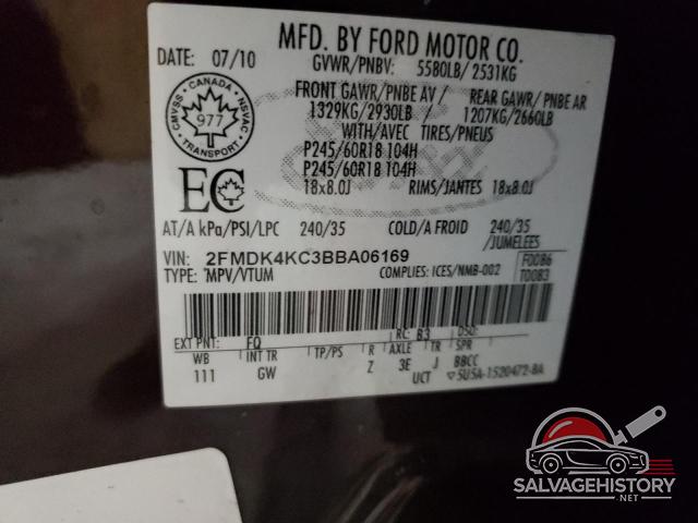 2FMDK4KC3BBA06169 2011 FORD EDGE photo no. 13