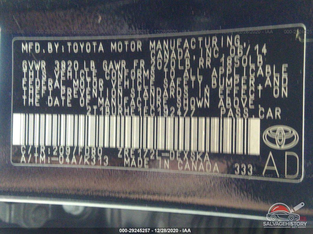 2T1BURHE1EC192477 2014 TOYOTA COROLLA photo no. 9