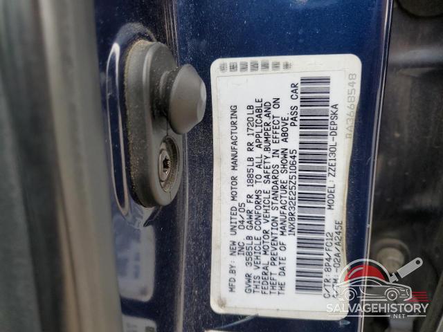 1NXBR32E25Z510645 2005 TOYOTA COROLLA photo no. 12