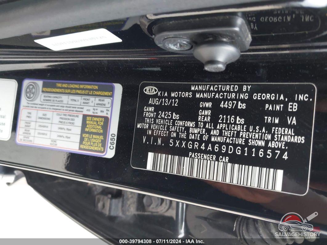 5XXGR4A69DG116574 2013 KIA OPTIMA photo no. 9