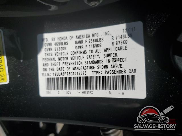 19UUA8F78CA018375 2012 ACURA TL photo no. 13