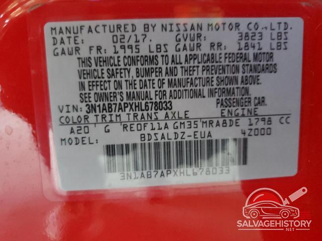 3N1AB7APXHL678033 2017 NISSAN SENTRA photo no. 13
