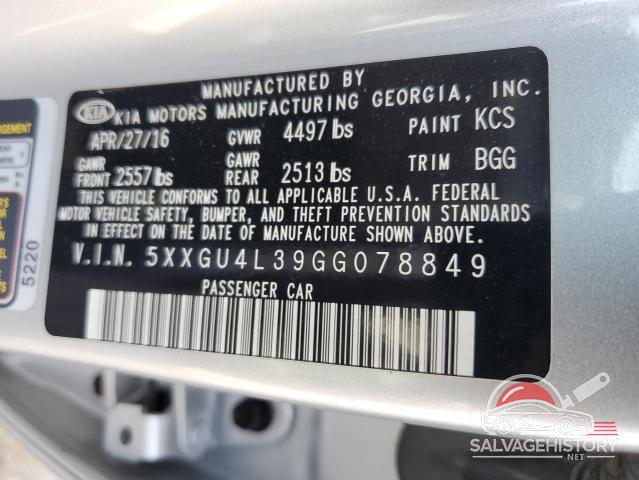 5XXGU4L39GG078849 2016 KIA OPTIMA photo no. 12