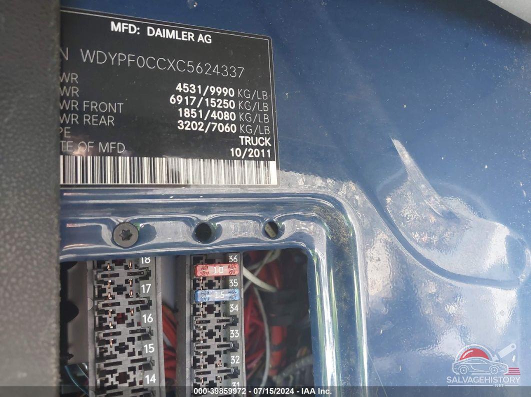 WDYPF0CCXC5624337 2012 FREIGHTLINER SPRINTER 3500 photo no. 9