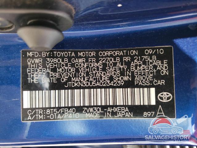 JTDKN3DU5A0234239 2010 TOYOTA PRIUS photo no. 12
