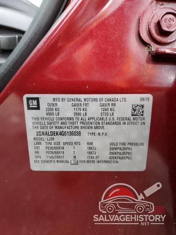 2GNALDEK4G6136038 2016 CHEVROLET EQUINOX photo no. 12