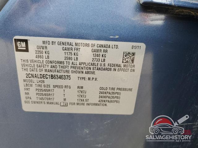 2CNALDEC1B6346375 2011 CHEVROLET EQUINOX photo no. 13