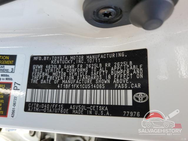 4T1BF1FK1CU514065 2012 TOYOTA CAMRY photo no. 12