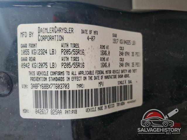 3A8FY68BX7T603703 2007 CHRYSLER PT CRUISER photo no. 12