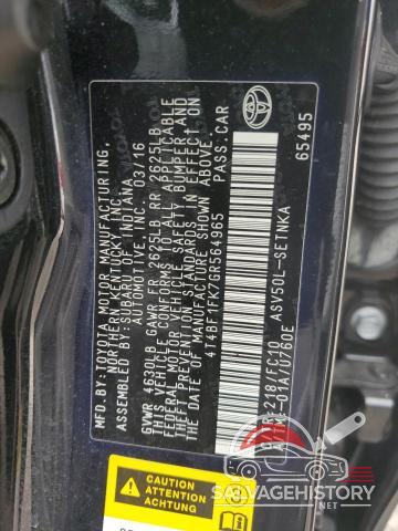 4T4BF1FK7GR564965 2016 TOYOTA CAMRY photo no. 12