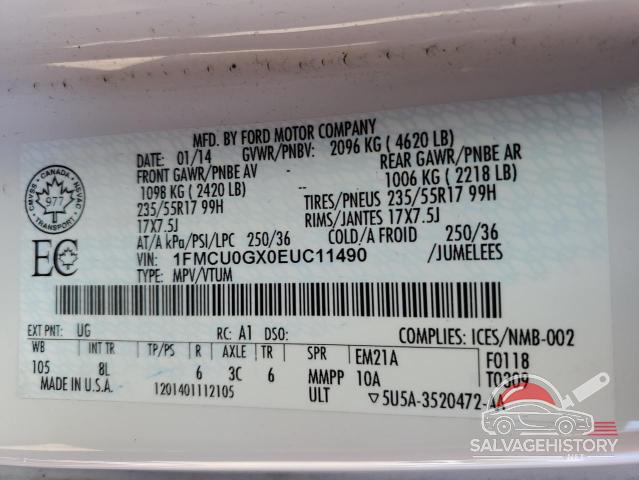 1FMCU0GX0EUC11490 2014 FORD ESCAPE photo no. 13