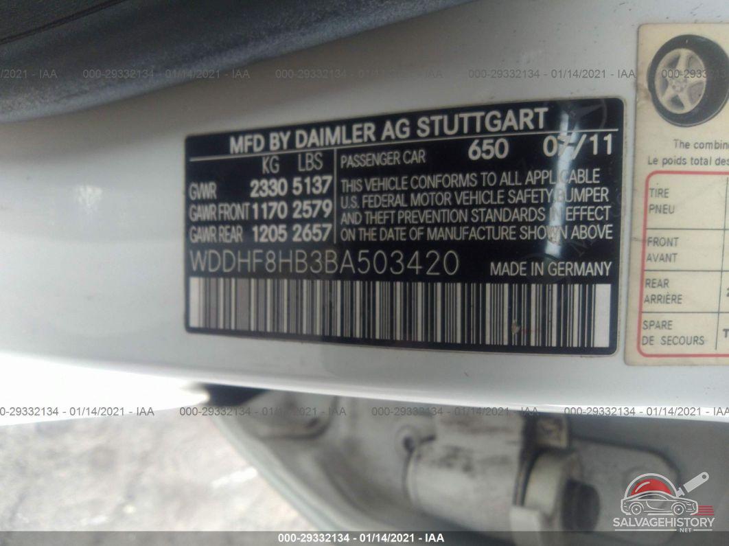 WDDHF8HB3BA503420 2011 MERCEDES-BENZ E-CLASS photo no. 9
