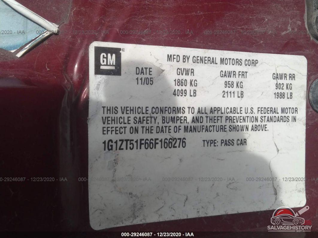 1G1ZT51F66F166276 2006 CHEVROLET MALIBU photo no. 9
