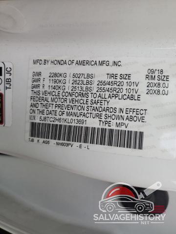 5J8TC2H61KL013691 2019 ACURA RDX photo no. 13