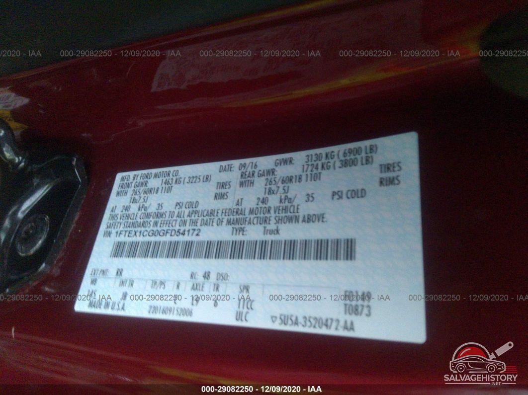 1FTEX1CG0GFD54172 2016 FORD F-150 photo no. 9