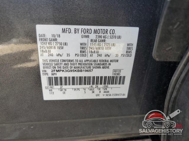 2FMPK3G95KBB19657 2019 FORD EDGE photo no. 13