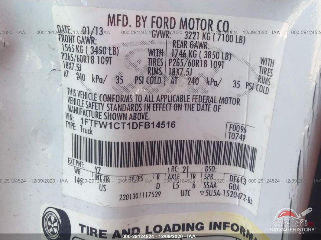1FTFW1CT1DFB14516 2013 FORD F-150 photo no. 9