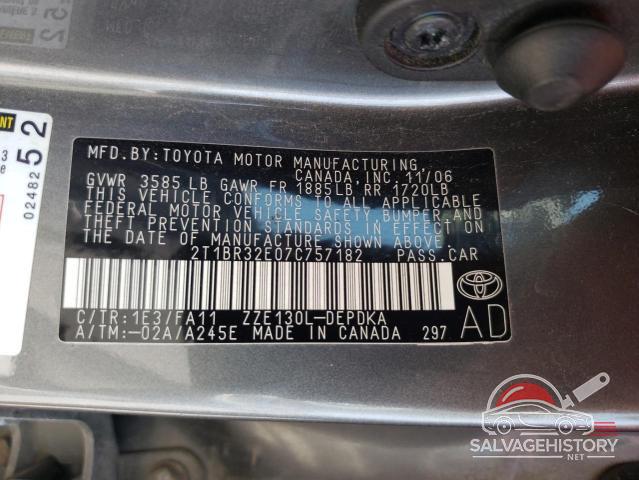 2T1BR32E07C757182 2007 TOYOTA COROLLA photo no. 12