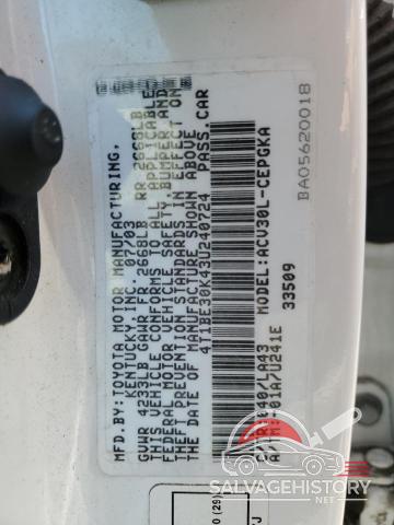 4T1BE30K43U240724 2003 TOYOTA CAMRY photo no. 12