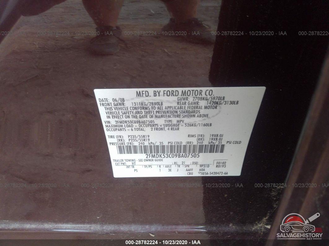 2FMDK53C09BA07505 2009 FORD FLEX photo no. 9