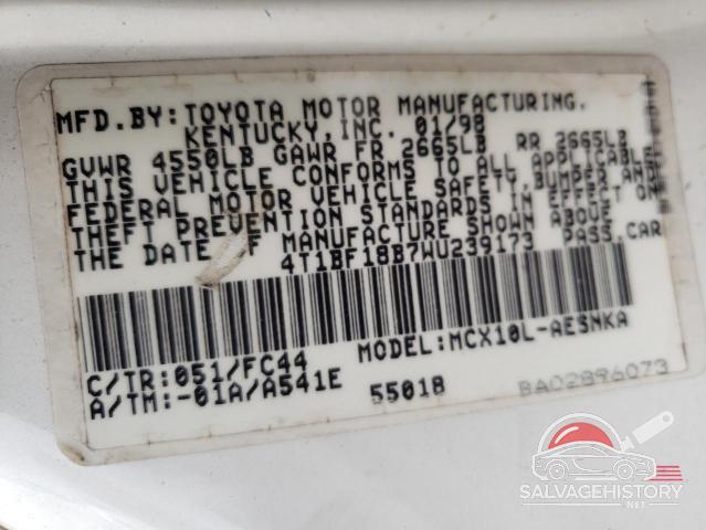 4T1BF18B7WU239173 1998 TOYOTA AVALON photo no. 12