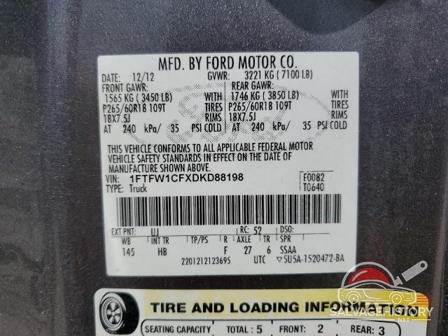 1FTFW1CFXDKD88198 2013 FORD F-150 photo no. 12