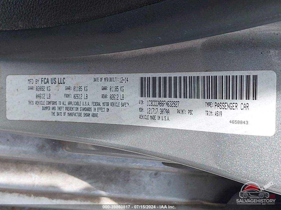 1C3CCCAB6FN632927 2015 CHRYSLER 200 photo no. 9