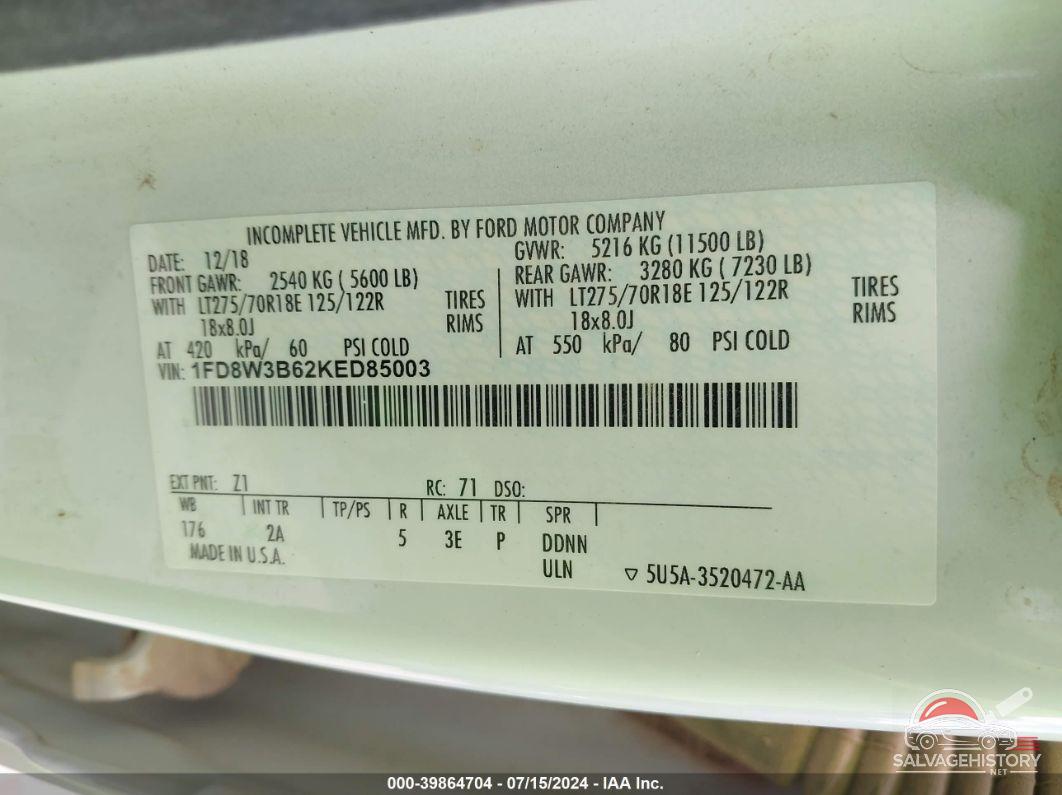 1FD8W3B62KED85003 2019 FORD F-350 photo no. 8