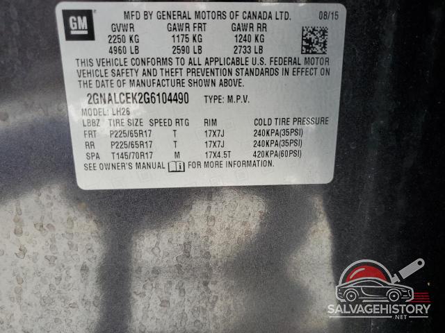 2GNALCEK2G6104490 2016 CHEVROLET EQUINOX photo no. 13