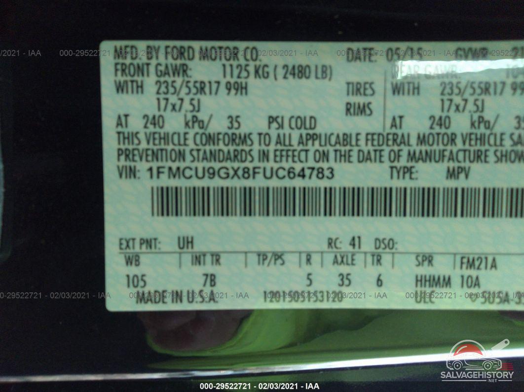 1FMCU9GX8FUC64783 2015 FORD ESCAPE photo no. 9