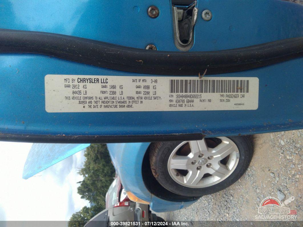 1B3HB48B48D692215 2008 DODGE CALIBER photo no. 9
