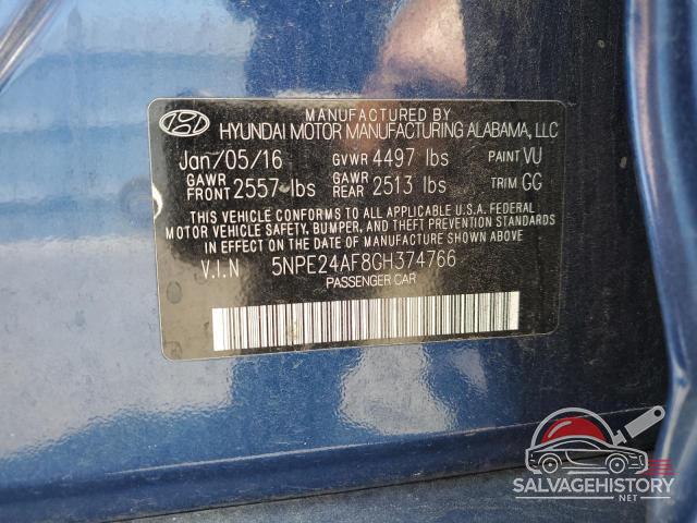 5NPE24AF8GH374766 2016 HYUNDAI SONATA photo no. 12